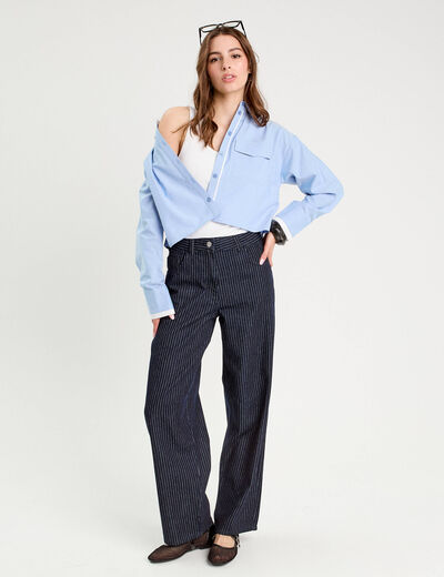 Chemise manches longues bleu ciel femme