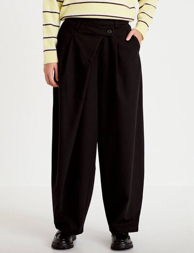 Pantalon bootcut taille basse noir femme