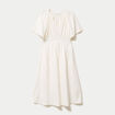 Robe midi pliss&eacute;e col v manches courtes blanc femme