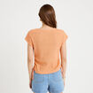 T-shirt ajour&eacute; d&eacute;tails cordons rose saumon femme