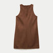 Robe courte &eacute;vas&eacute;e sans manches marron femme