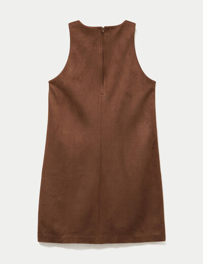 Robe courte &eacute;vas&eacute;e sans manches marron femme