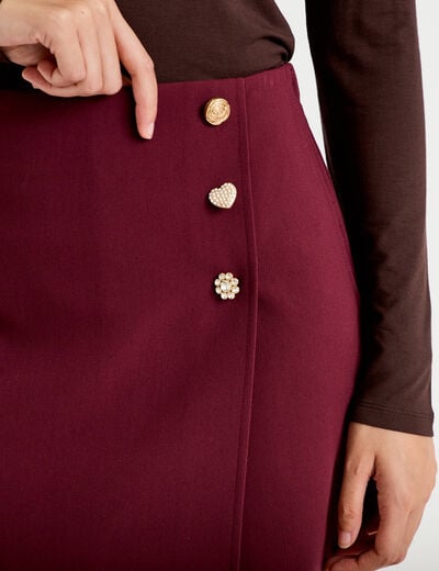 Jupe-short &eacute;vas&eacute;e taille haute bordeaux femme
