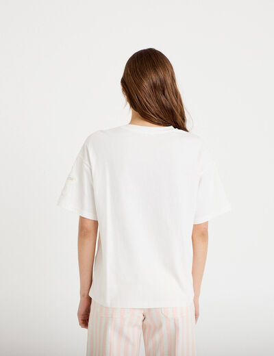 T-shirt col rond manches courtes ecru femme