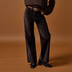 Pantalon bootcut taille haute velours marron fonc&eacute; femme
