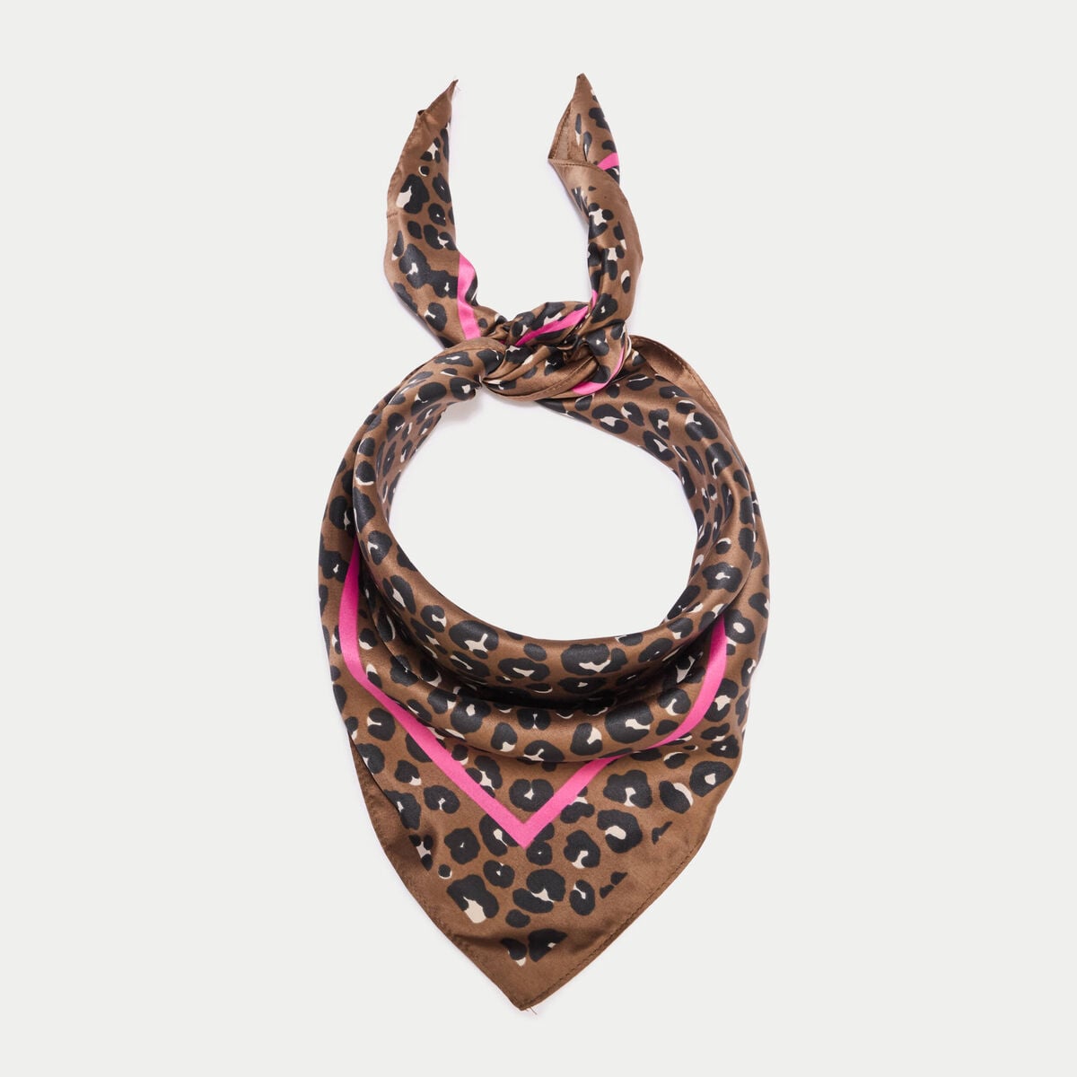 Foulard carr&eacute; satin taupe femme