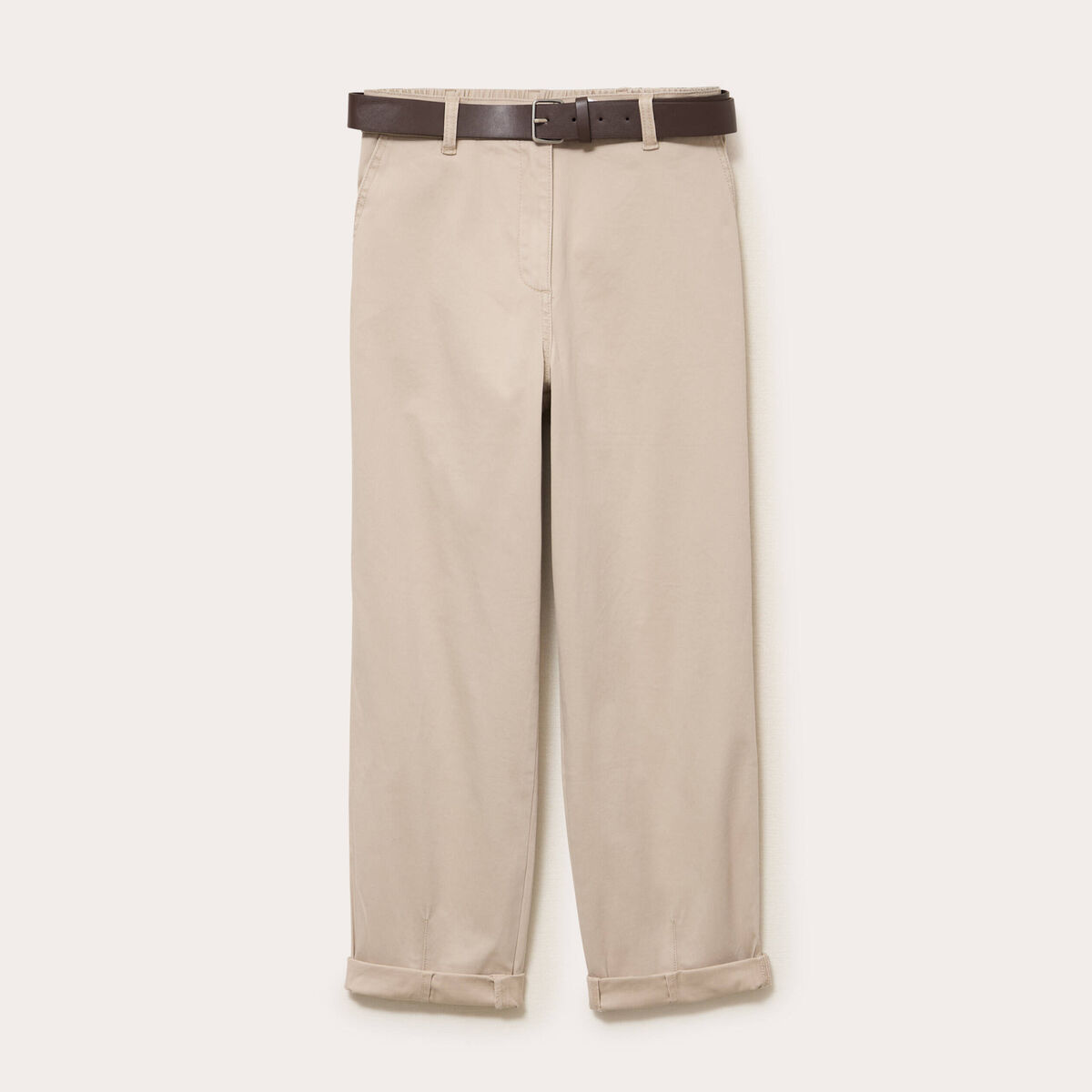 Pantalon chino avec ceinture amovible beige femme