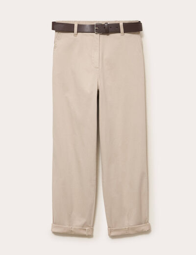 Pantalon chino avec ceinture amovible beige femme