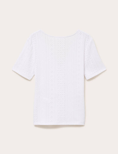 T-shirt ajour&eacute; taille empire ecru femme