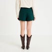 Jupe-short trap&egrave;ze courte vert fonc&eacute; femme