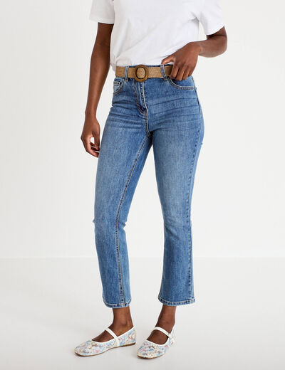 Jean bootcut cropped taille haute denim double stone femme