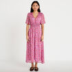 Robe longue &eacute;vas&eacute;e voile manches courtes rose femme
