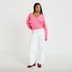 Gilet col v manches longues rose vif femme