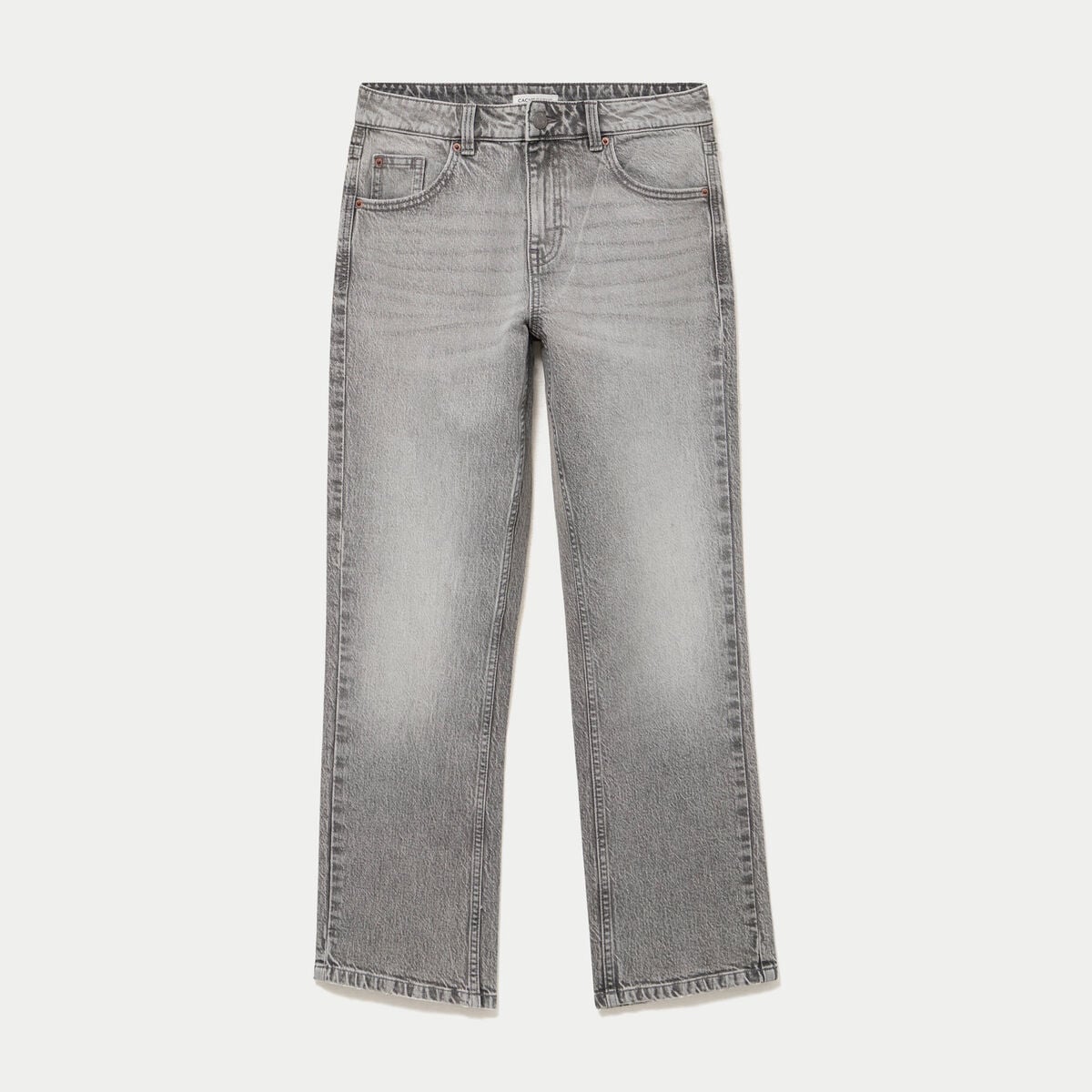 Jean droit taille standard denim gris femme