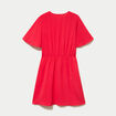 Robe courte &eacute;vas&eacute;e col v manches courtes rouge femme