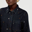 Chemise en jean brod&eacute;e denim brut femme