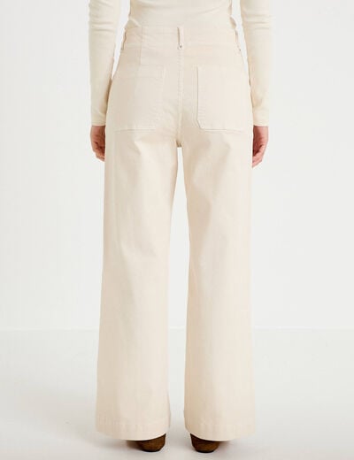Pantalon bootcut taille basse en jean ecru femme