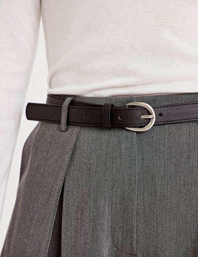 Pantalon large avec ceinture amovible gris clair femme
