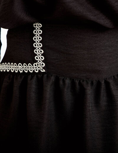 Jupe courte &eacute;vas&eacute;e taille haute noir femme