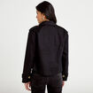 Trench droit court col tailleur noir femme