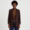 Blazer ajust&eacute; manches longues marron fonc&eacute; femme