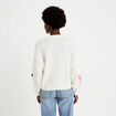 Pull oversize col rond manches longues ecru femme