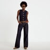 Jeans droit taille basse denim brut clean femme