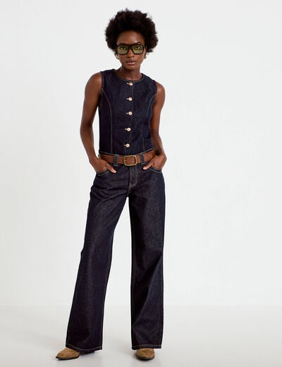 Jeans droit taille basse denim brut clean femme