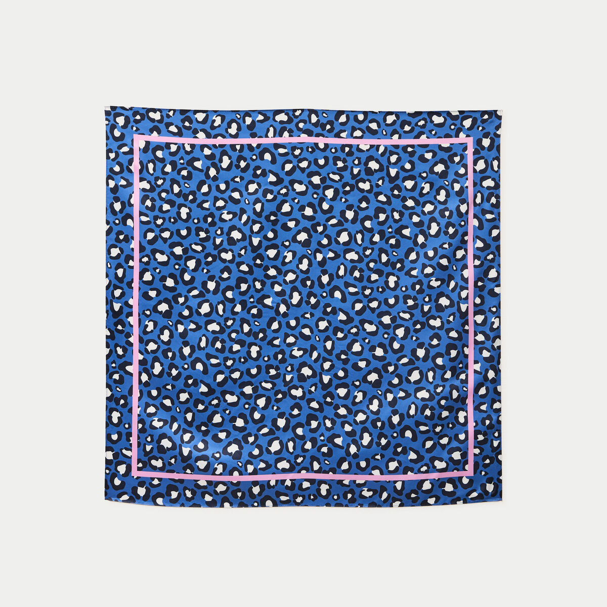 Foulard carr&eacute; satin bleu fonc&eacute; femme