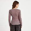 T-shirt ajust&eacute; col rond manches longues marron fonc&eacute; femme