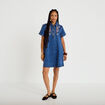 Robe droite courte en jean col chemise denim stone femme