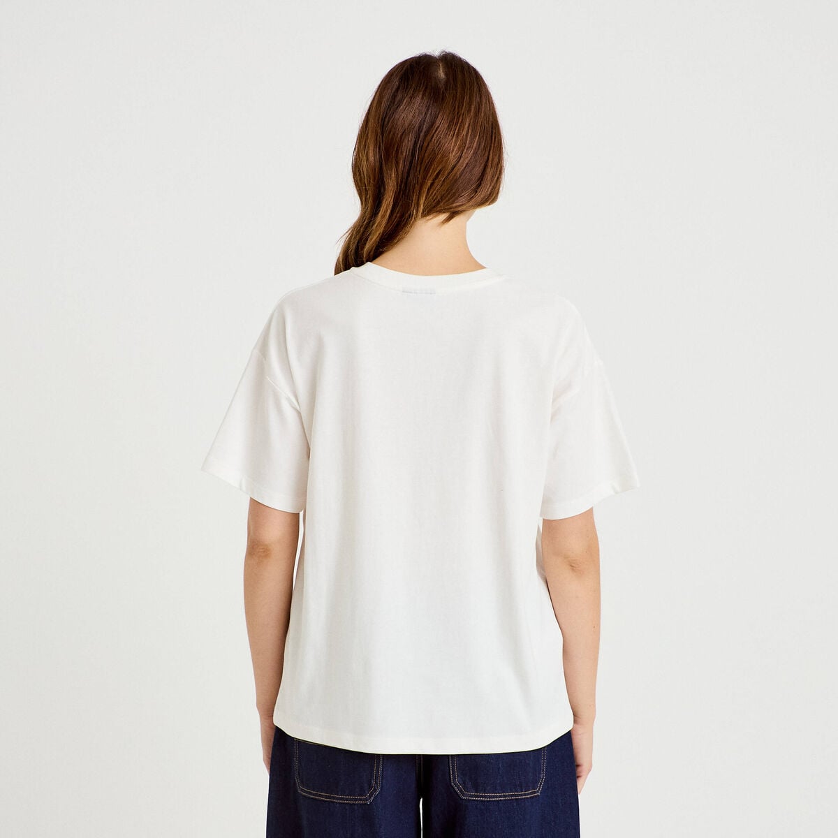 T-shirt oversize manches courtes ecru femme