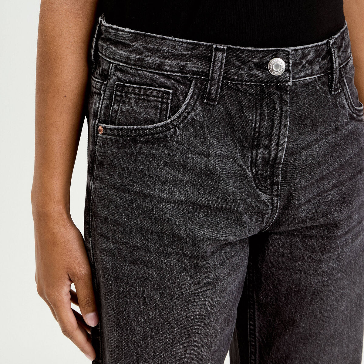 Jeans droit 5 poches denim snow noir femme