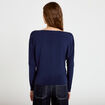 T-shirt col bateau manches longues bleu marine femme