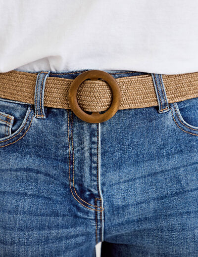 Jean bootcut cropped taille haute denim double stone femme