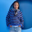 Pull ample col rond manches longues bleu electrique femme