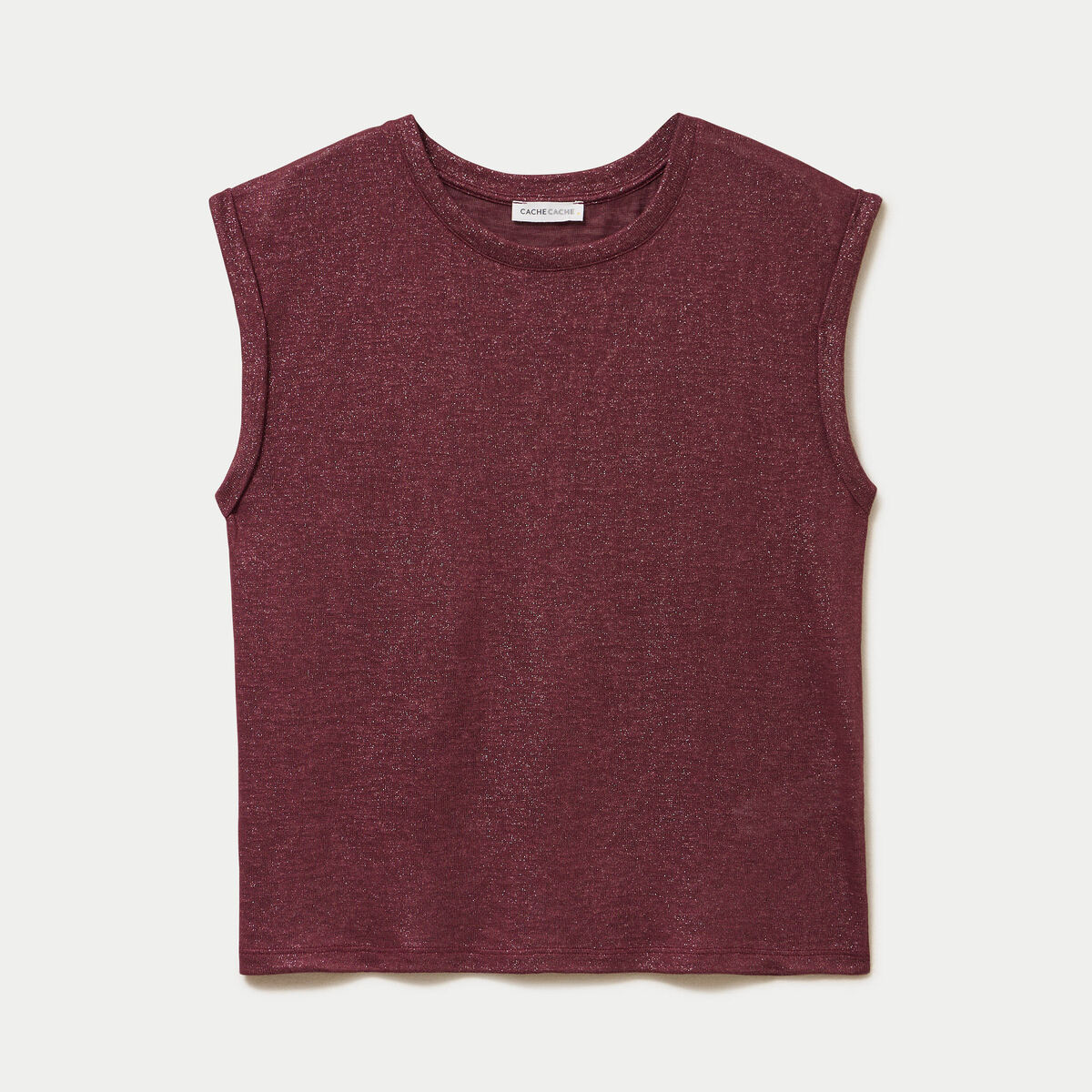 D&eacute;bardeur col rond bordeaux femme