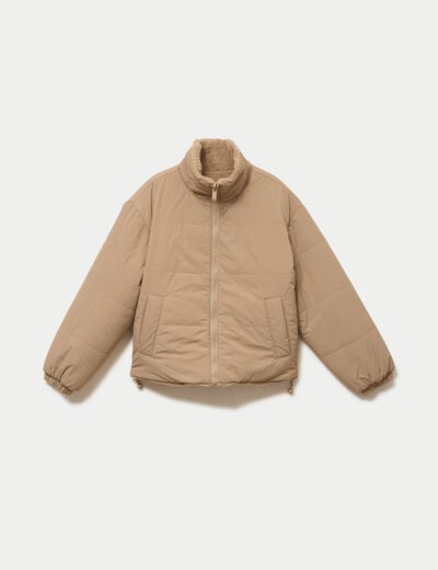 Doudoune r&eacute;versible effet polaire taupe femme