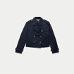 Trench droit court col tailleur bleu marine femme