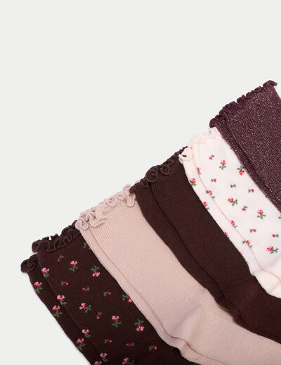 Lot 5 paires de chaussettes violet fonc&eacute; femme