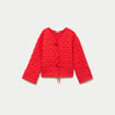 Gilet droit col v manches longues rouge femme