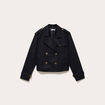 Trench droit court col tailleur noir femme