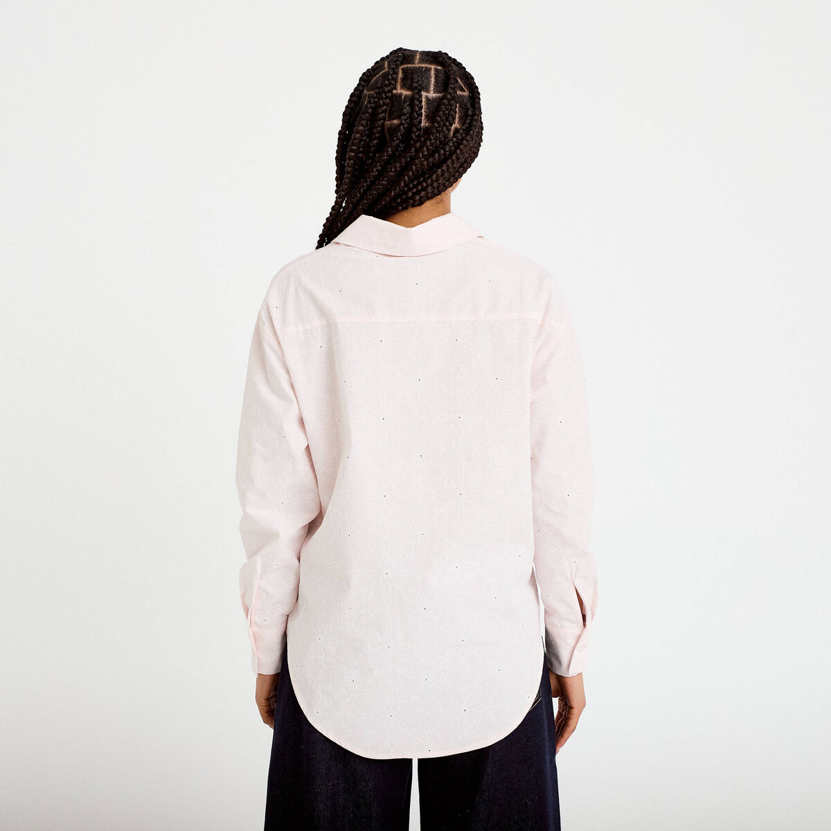 Chemise col classique manches longues rose clair femme