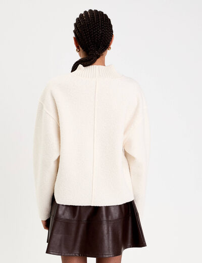 Sweat col montant ecru femme