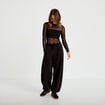 Body ajust&eacute; manches longues col bateau noir femme
