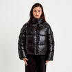 Doudoune col montant bas resserr&eacute; noir femme