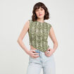 T-shirt asym&eacute;trique vert kaki femme