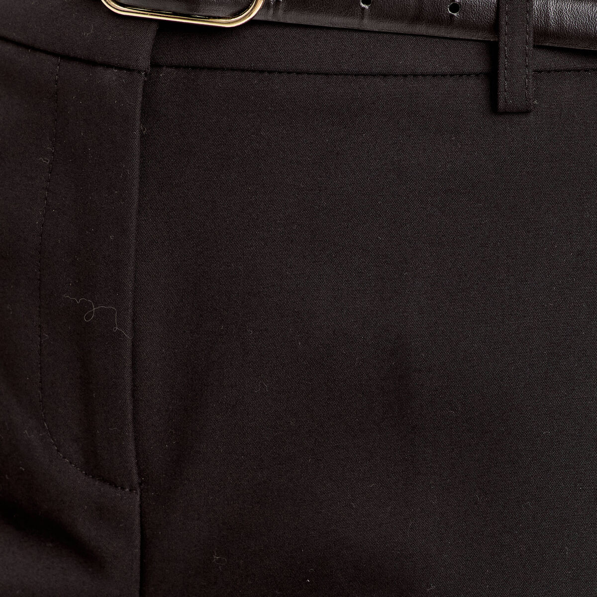 Pantalon cigarette ceintur&eacute; noir femme
