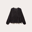 Blouse col V noir femme