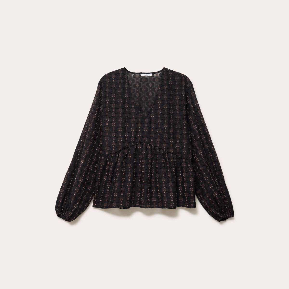 Blouse col V noir femme
